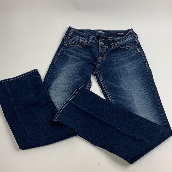 Silver Jeans Suki Mid Slim Boot Dark wash Size 28 Super Stretch Bootcut Midrise - Picture 10 of 14